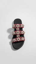 Embellished Crimson Strap Sandals